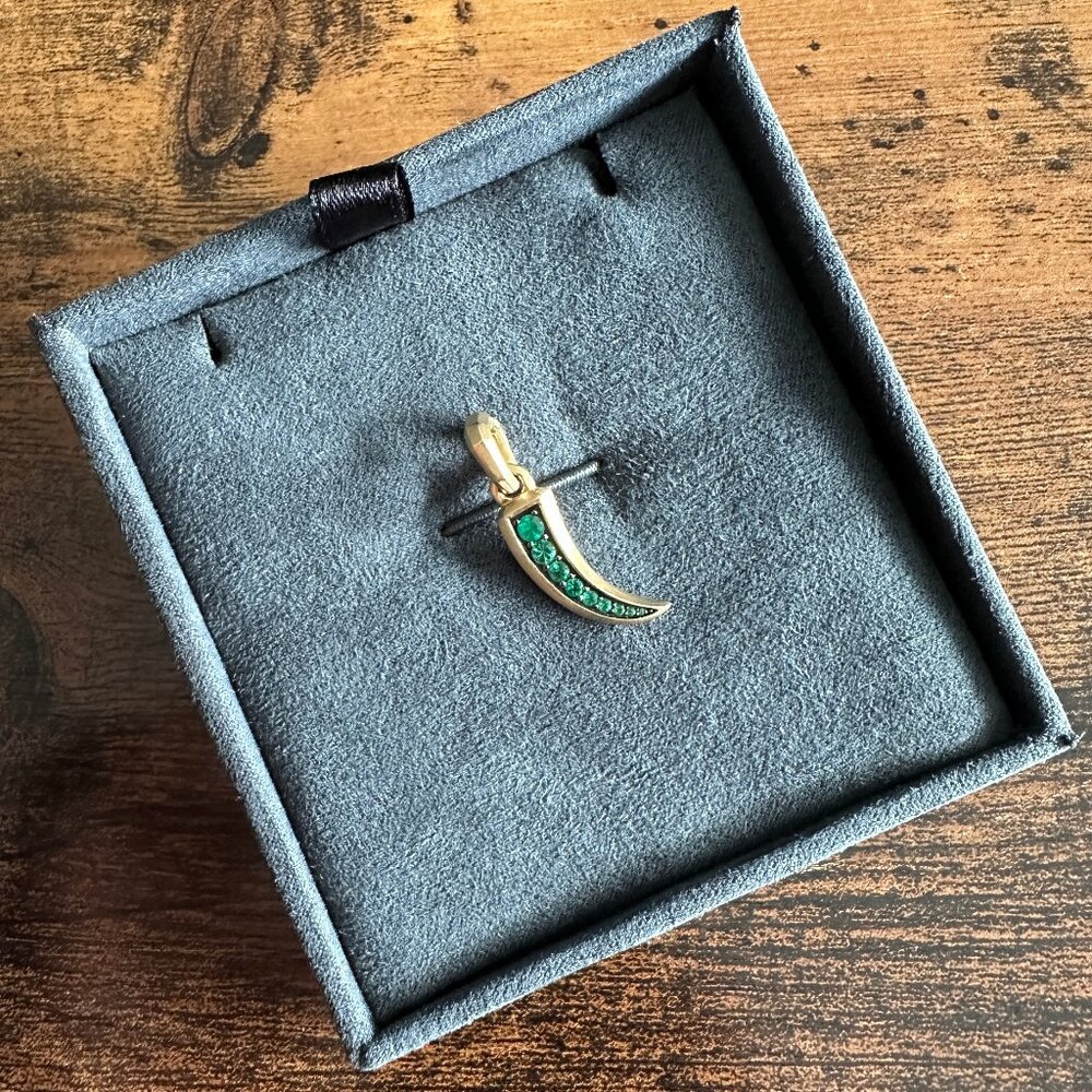 David Yurman Petrvs Claw Amulet Pendant in 18K Yellow Gold & Emeralds